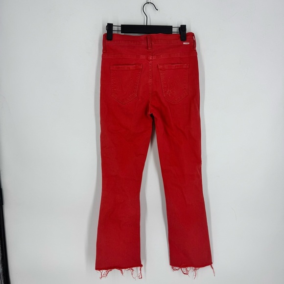 Mother Denim Insider Crop Fray Jeans in Red - Picture 2 of 5